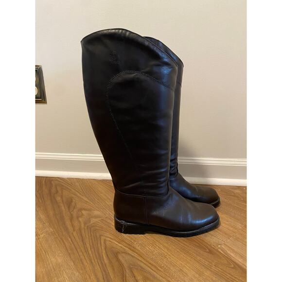 Blonde Tall Brown Leather Waterproof Knee High Boots-Size 8.5 - Picture 3 of 8